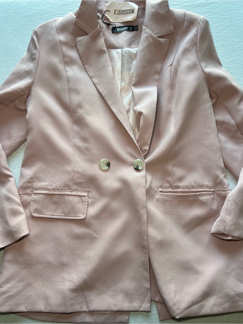 Missguided Pale Pink Double-Breasted Blazer